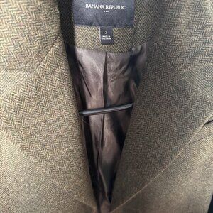 BANANA REPUBLIC WOMEN JACKET/BLAZER SZ 2 NW OLIVE HEATHER ONE BUTTON